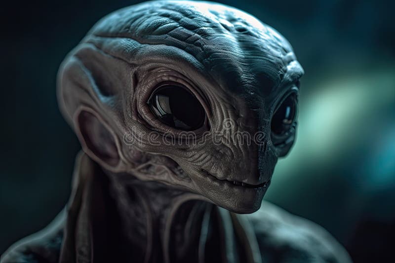 Close up of an alien portrait. Generative AI royalty free illustration