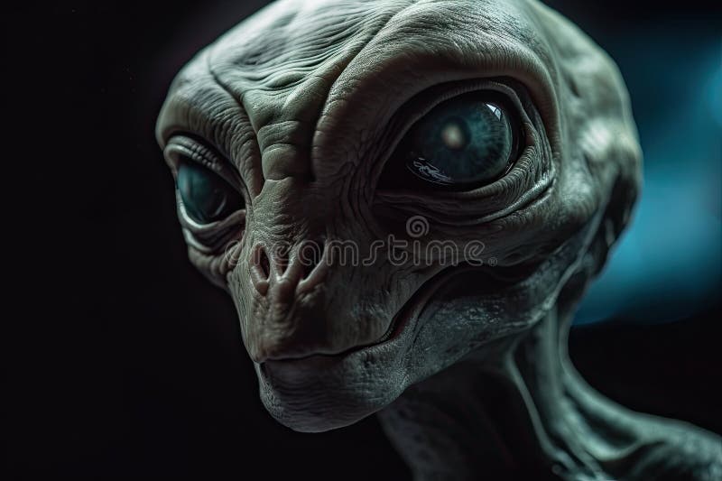 Close up of an alien portrait. Generative AI stock illustration