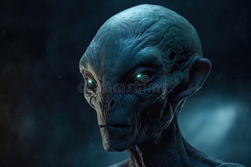 Close up of an alien portrait. Generative AI stock illustration
