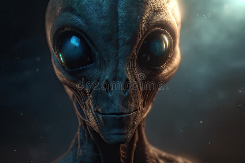 Close up of an alien portrait. Generative AI royalty free illustration