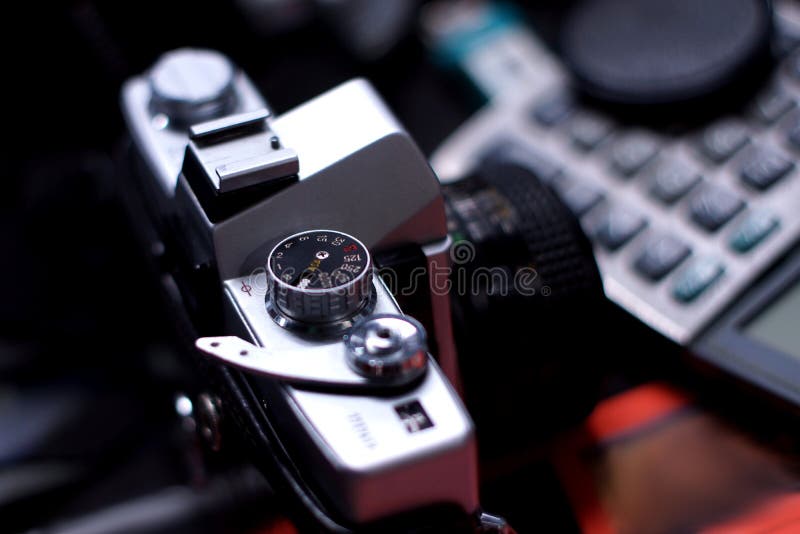 Close Up of Analog Film Camera Selective Focus of Shallow Depth of
