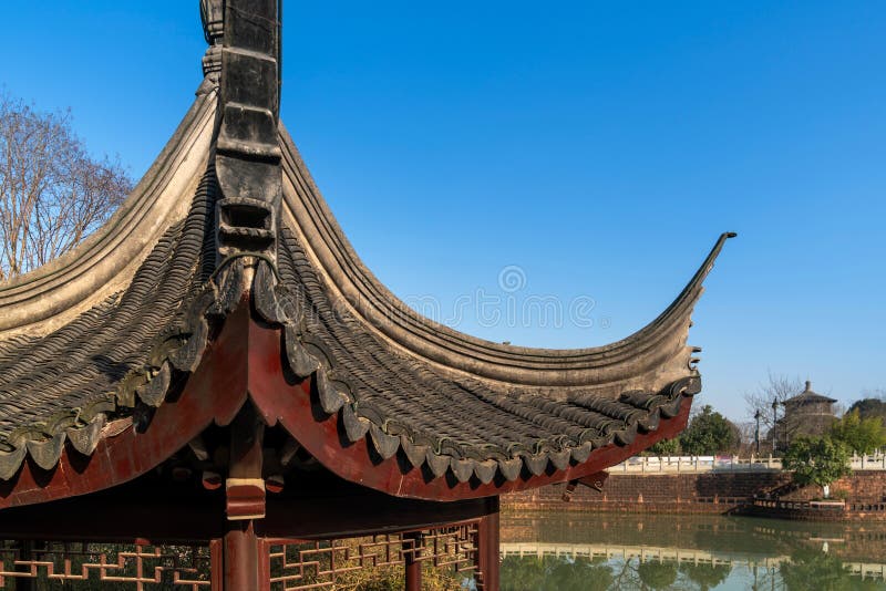Close up of ancient building eave in China