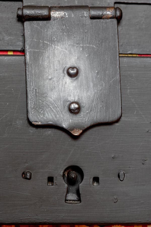 Closeup Antique Chest Lock. Isolated on White Background Stock Image