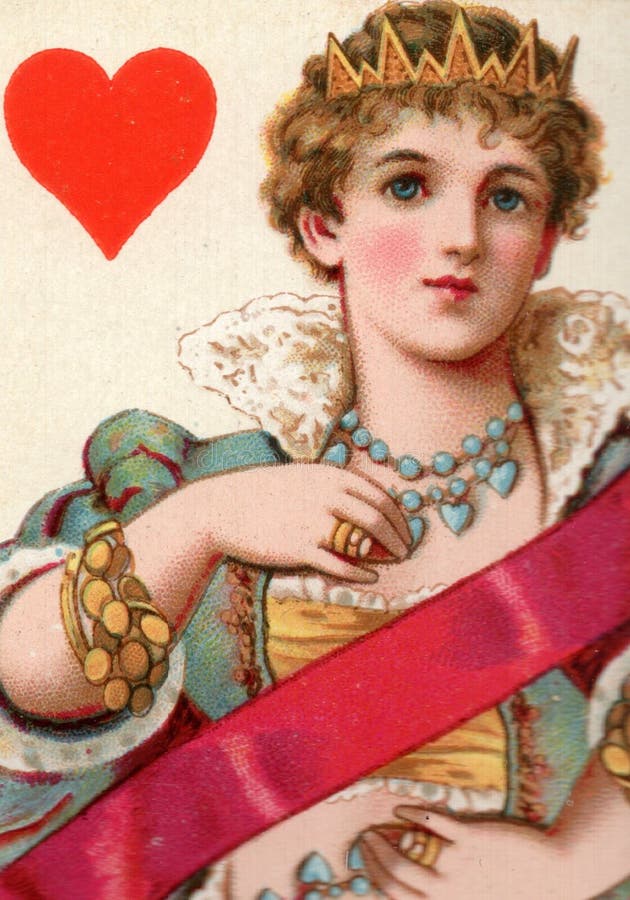 Close up of an antique playing card. royalty free illustration
