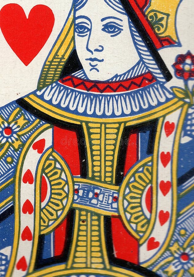 Close up of an antique playing card. stock illustration