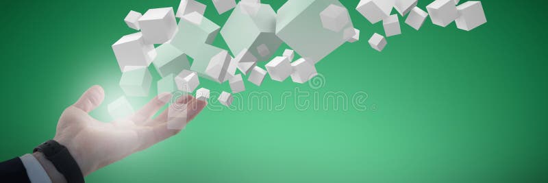 Composite image of close-up of arm presenting object stock illustration