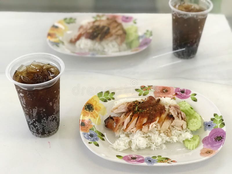 Close Up Arrang for Serve of Hainanese Chicken Rice Stock Image - Image