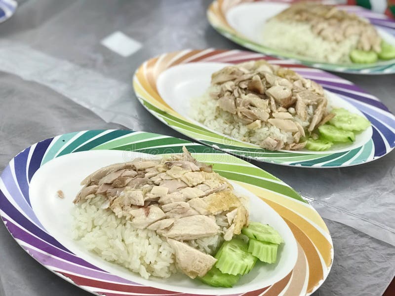Close Up Arrang for Serve of Hainanese Chicken Rice Stock Image - Image