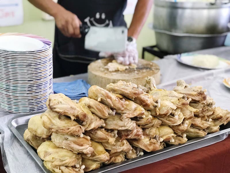 Close Up Arrang for Serve of Hainanese Chicken Rice Stock Image - Image