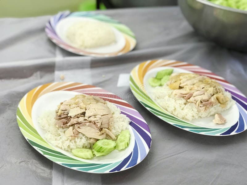 Close Up Arrang for Serve of Hainanese Chicken Rice Stock Image - Image