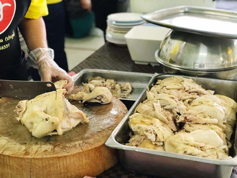 Close Up Arrang for Serve of Hainanese Chicken Rice Stock Photo - Image