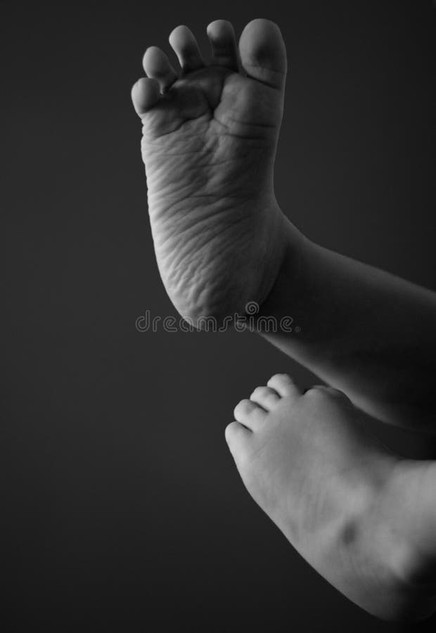 Child S Feet Standing On Tiptoes Black And White Stock Image Image of