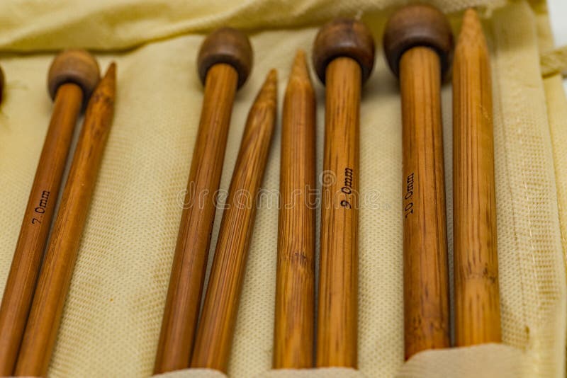 Close Up of Bamboo Knitting Needls Stock Photo Image of knitting