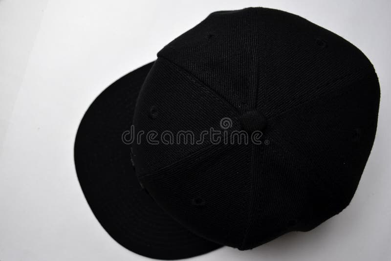 Close up baseball snap back cap color black isolated on a white background stock photography Close up baseball snap back cap color black isolated on a white background stock photography