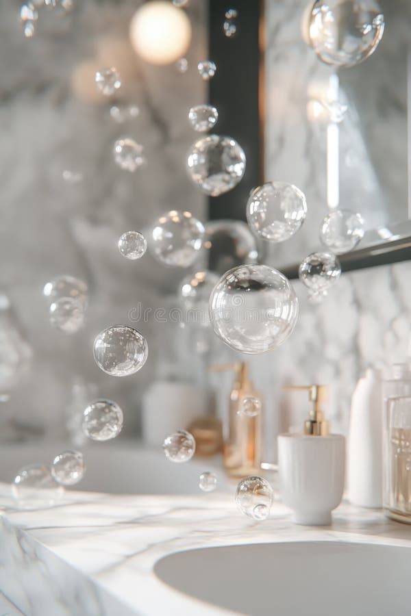 A close-up of a bathroom sink filled with soap bubbles, ideal for use in illustrations about cleanliness or relaxation. Sink ideal illustrations