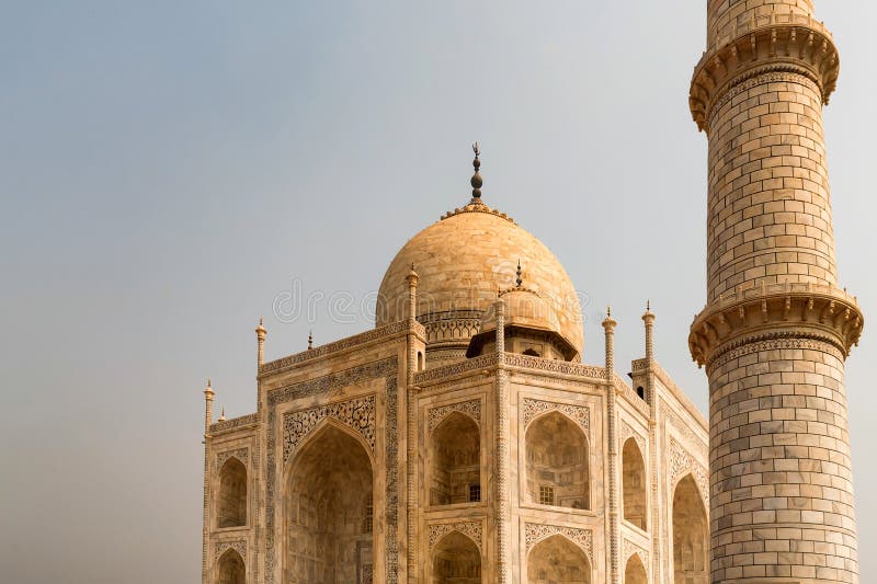 Close Up Beautiful Building of Taj Mahal. Agra, India Stock Photo