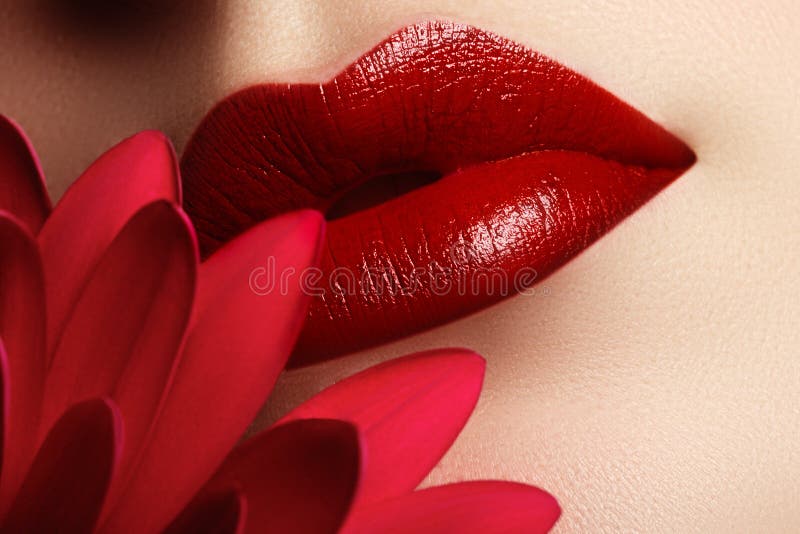 Close-up beautiful female lips with bright red makeup. Perfect c royalty free stock image Close-up beautiful female lips with bright red makeup. Perfect c royalty free stock image