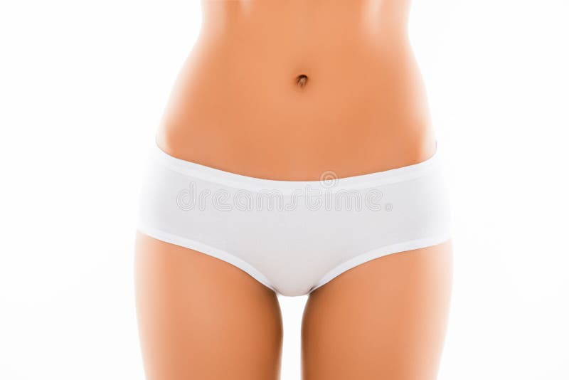 Close up view of stomach. Beautiful woman with slim body in underwear is in  the studio 15301669 Stock Photo at Vecteezy