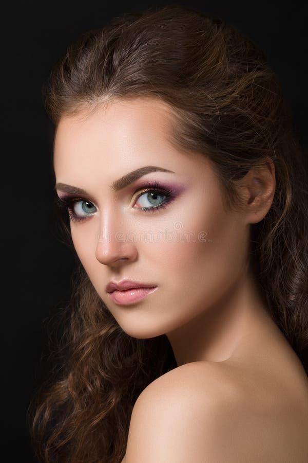 Close-up Beauty Portrait of Young Pretty Brunette Stock Image - Image ...