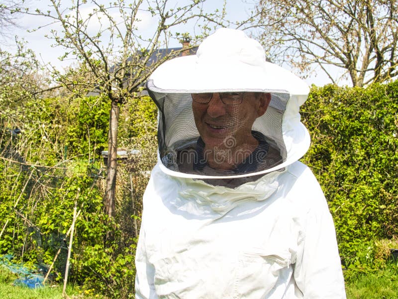 Close up beekeeper working in the apiary. Beekeeping concept. Beekeeper harvesting honey royalty free stock photography
