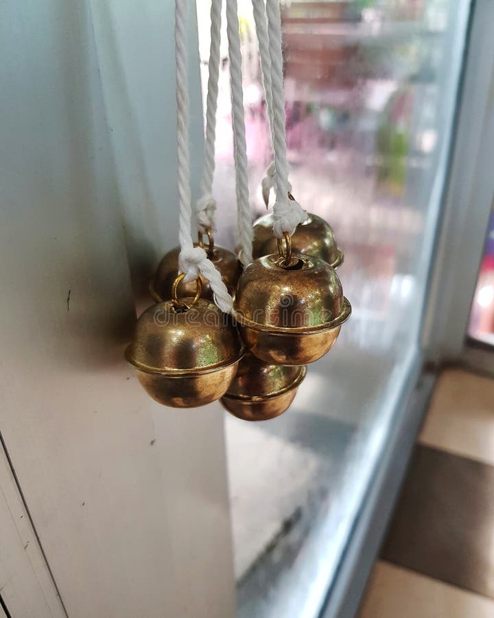 Close Up of Bell Hanging at Door Stock Image Image of object, decor