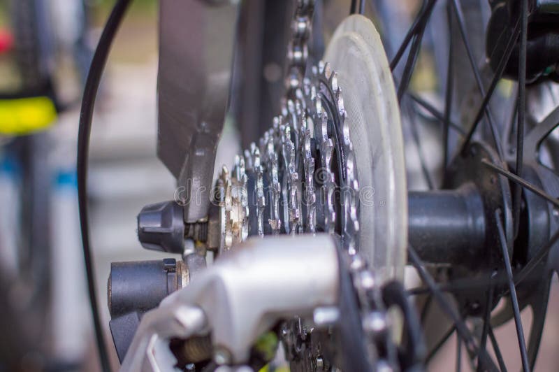Close up Bicycle Part with Cassette Gear and Wheel stock photos Close up Bicycle Part with Cassette Gear and Wheel stock photos