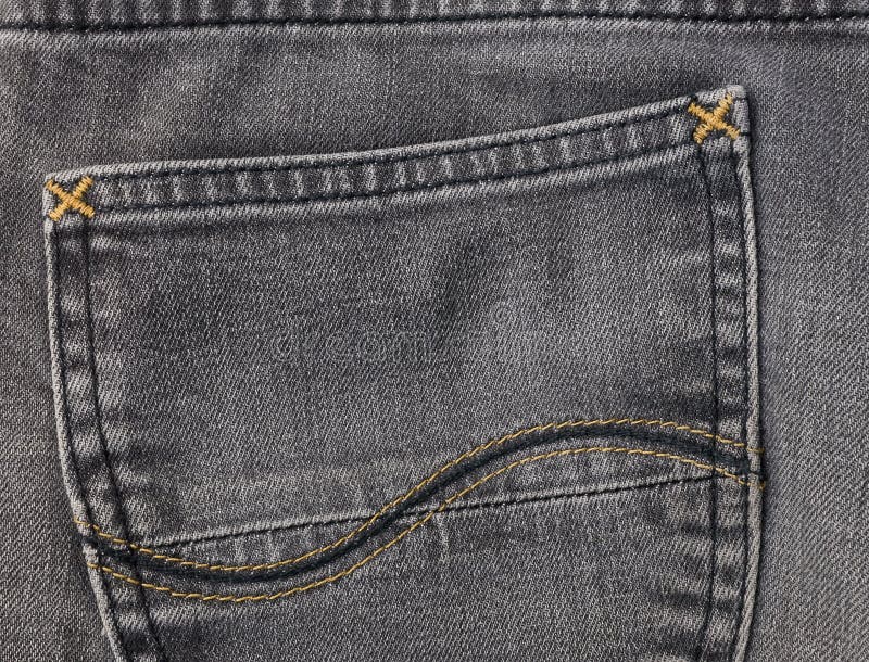 Close Up of Black Denim Jean with Pocket Detail Stock Photo - Image of ...