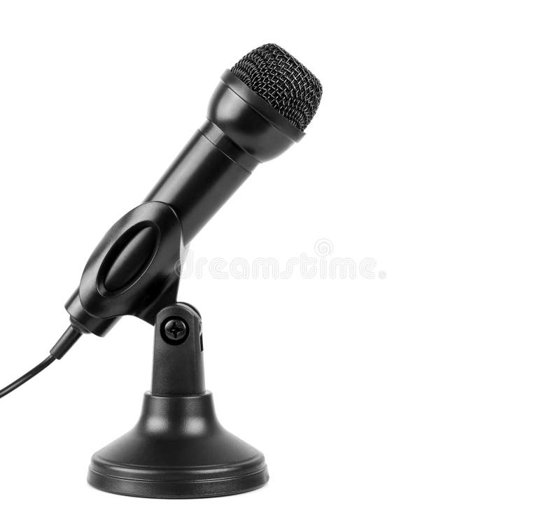 A close up of a black microphone on a stand royalty free stock images
