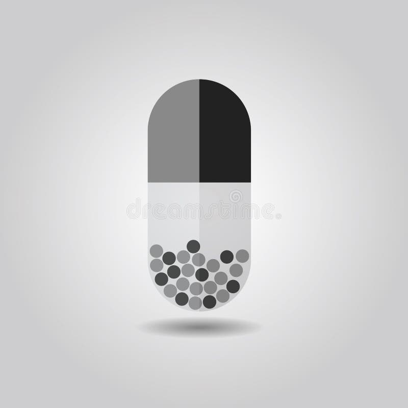 Close up of black transparent capsule on gray back royalty free illustration