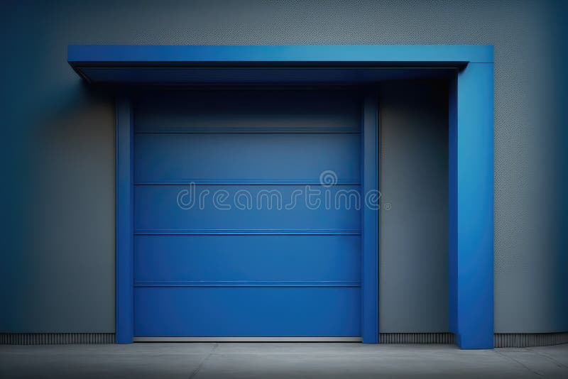 Closeup of Blue Garage Door, Ai Generated Stock Illustration