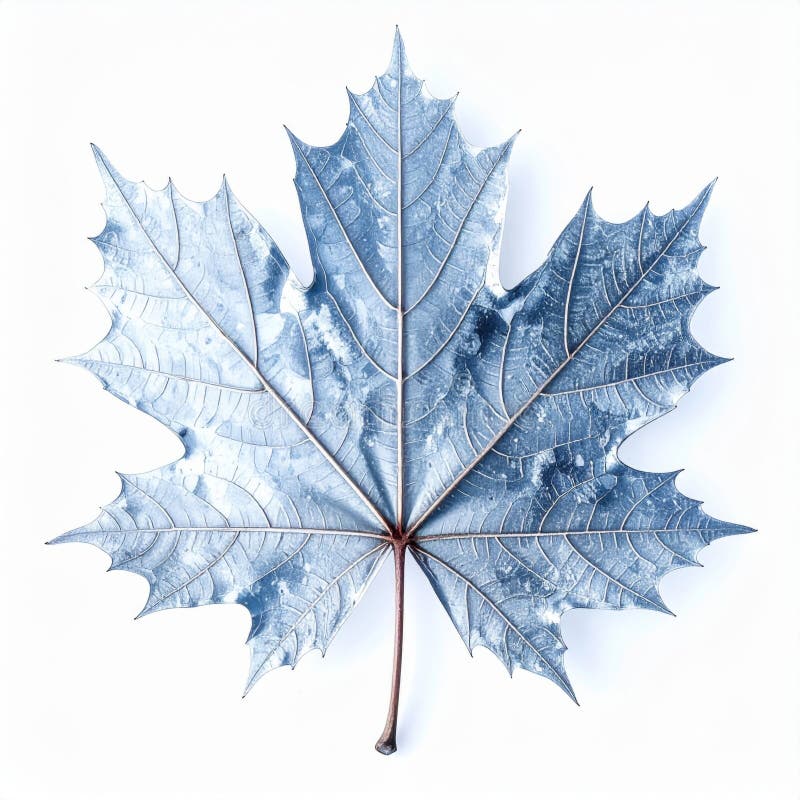 Close Up of Blue Maple Leaf Against a Bright White Background vector illustration
