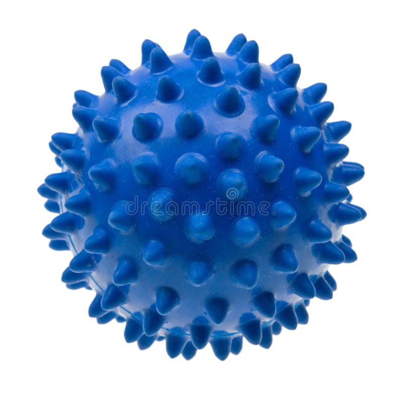 Close-up blue massage ball isolated on white