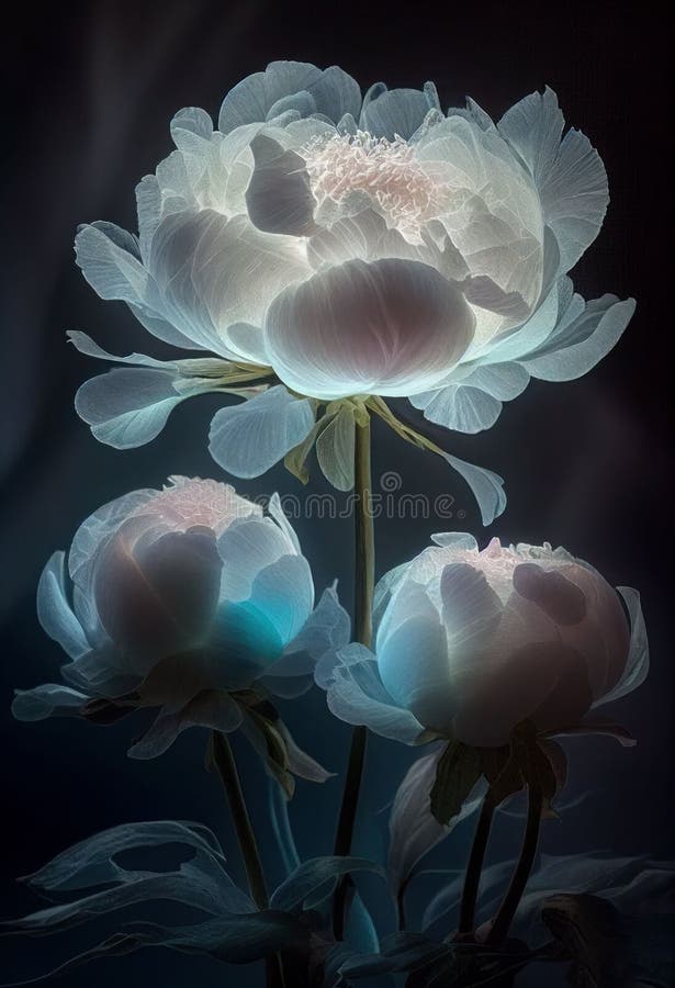 Close-up Blue Peony Flower in Dark Spectrum Light Background Created with Generative  AI Technology Stock Photo - Image of wallpaper, aquatic: 269766836