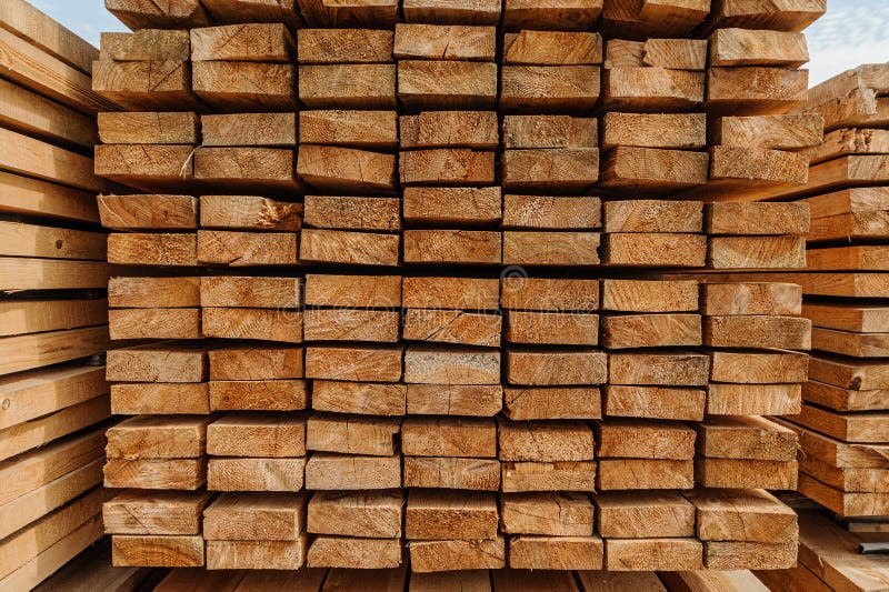 Close up board pine stack building materials high parallel folded dry building design pattern royalty free stock photography