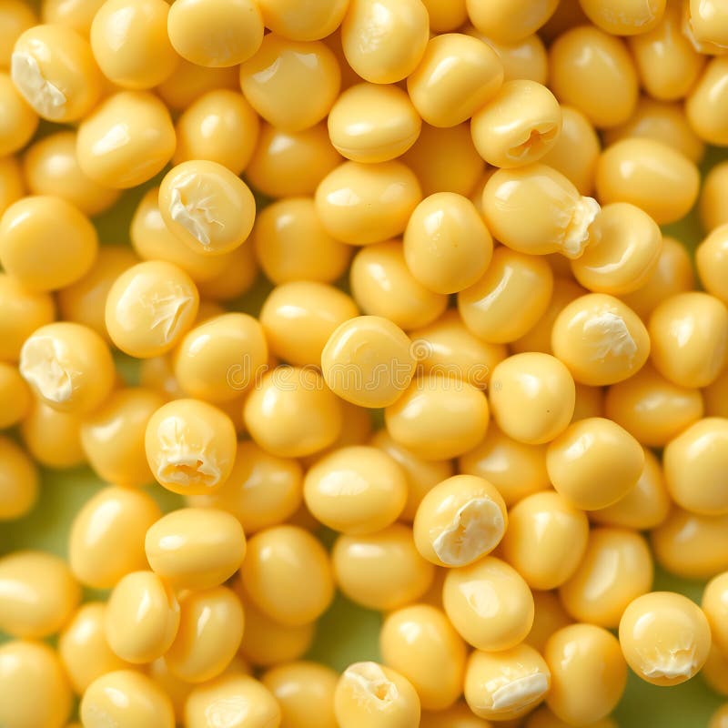 A close up of bright, shiny corn kernels on a pastel green background royalty free illustration