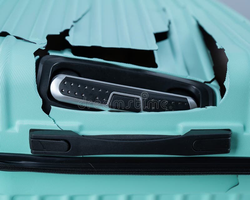 A Closeup of a Broken Plastic Suitcase. Stock Image Image of