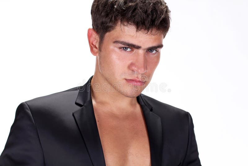 Close Up Of Brutal Handsome Man In Black Suit Stock Image Image Of