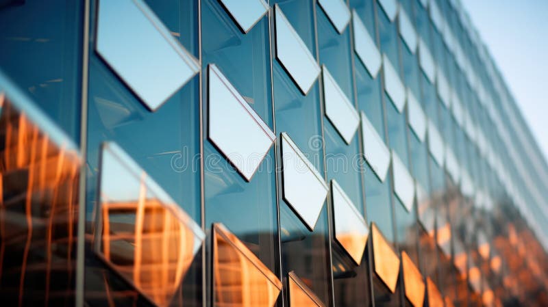 A Close Up of a Building with Many Windows and Mirrors, AI Stock ...