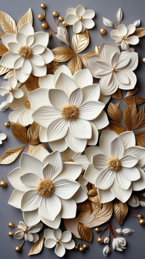 A close up of a bunch of paper flowers. stock illustration