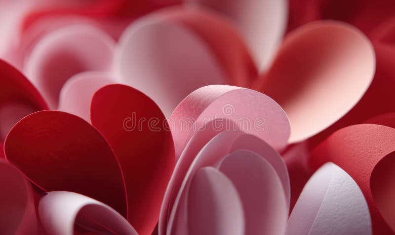 A close up of a bunch of red paper hearts stock illustration