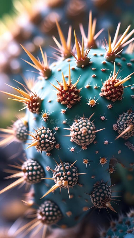 Close-up of a Cactus Displaying Its Spiny Surface, with an Array of ...