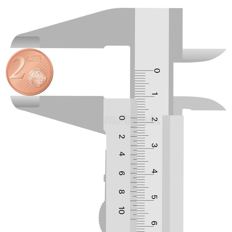 Close-up calliper and 2 euro cent stock illustration