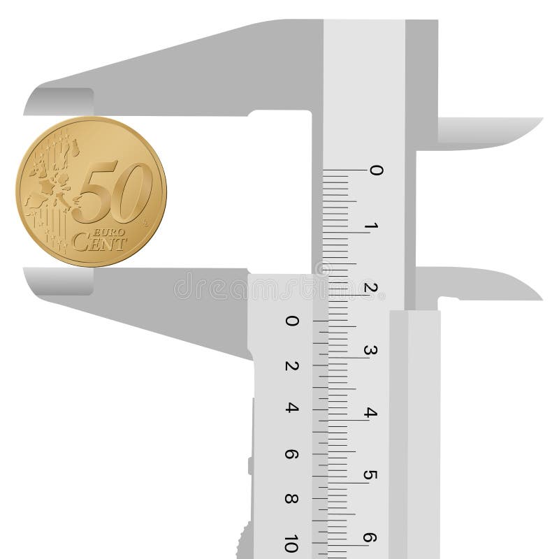 Close-up calliper and 50 euro cent royalty free illustration