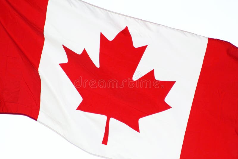 Close up of the CANADA flag - flying free on Canada Day stock image Close up of the CANADA flag - flying free on Canada Day stock image
