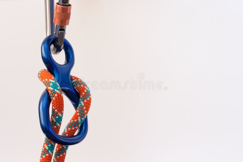 Close up of carabiner and figure 8