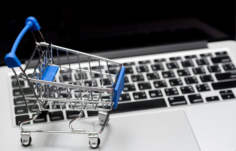 Close up of Cart on keyboard computer with tablet background Online shopping royalty free stock photos Close up of Cart on keyboard computer with tablet background Online shopping royalty free stock photos