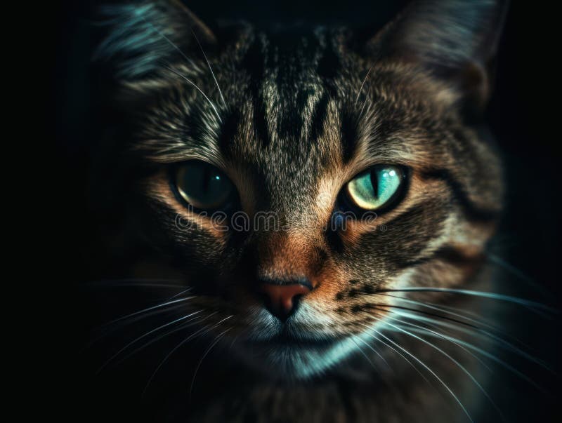 A Closeup of a Cats Eyes Glowing in the Dark with an Intense Stare