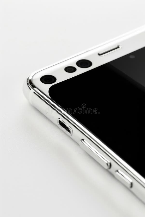 Close up of a cell phone on a table. Suitable for technology concept stock image