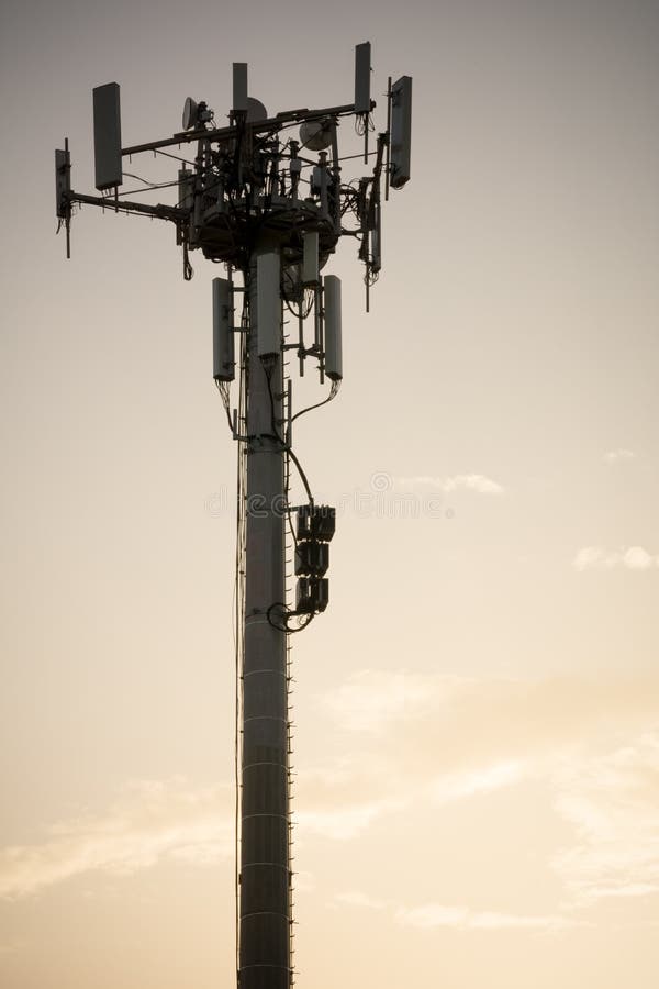 Close Up of Cellphone Tower at Sunset