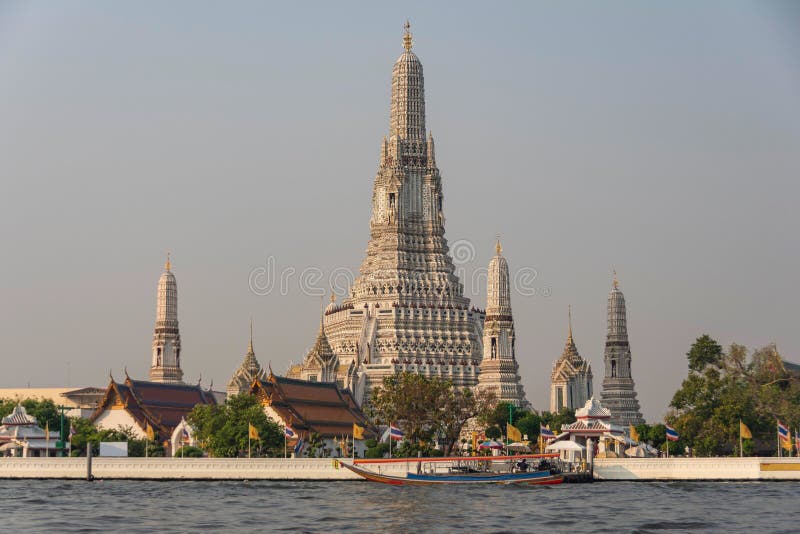 Close-up of Wat Chaeng temple and its towers in ban bangkok thailand